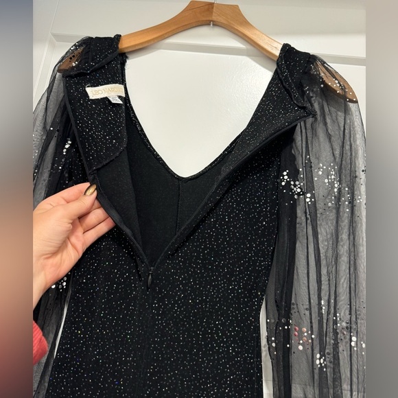 Leo Narducci black shimmer mini mesh long sleeve dress - Picture 10 of 11